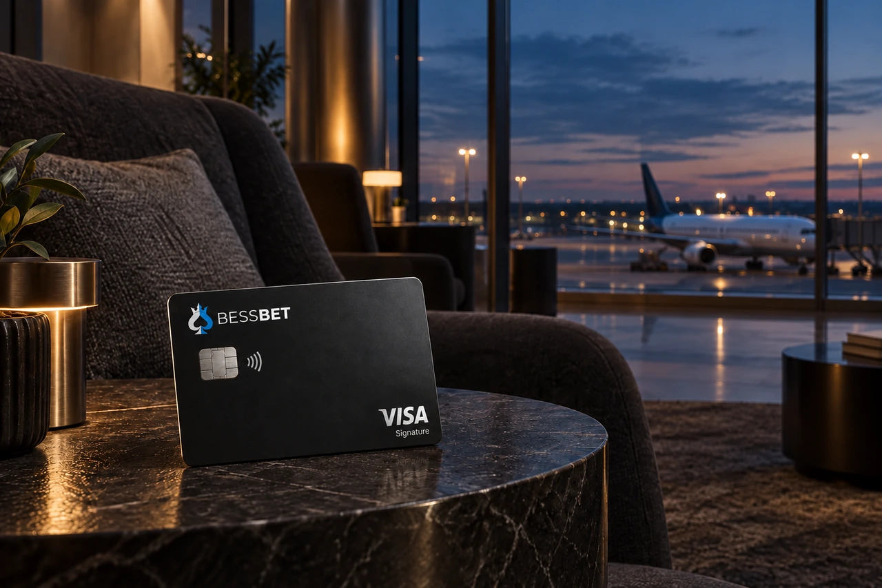 BessBet Visa card in an airport lounge