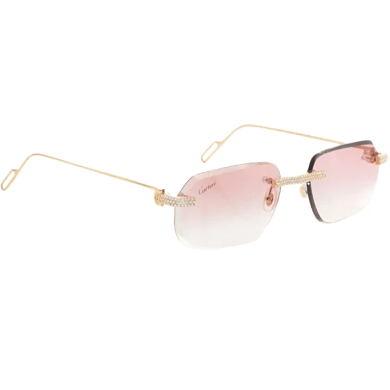 Cartier · Cartier Glasses Iced Out Diamonds Rimless - Pink Fade Lens - 1.15ctw