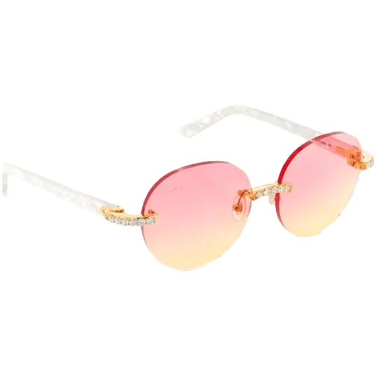 Cartier · Cartier Glasses Iced Out Diamonds Rimless - Pink Yellow Fade Lens - 3.00ctw
