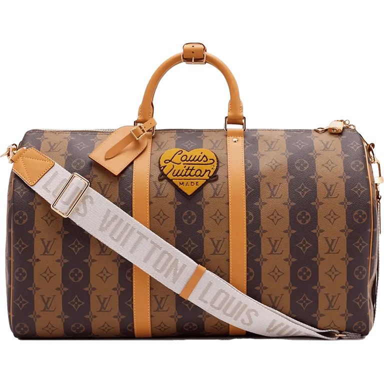 Louis Vuitton · Louis Vuitton Keepall Bandouliere x Nigo 50 Monogram Stripes Brown
