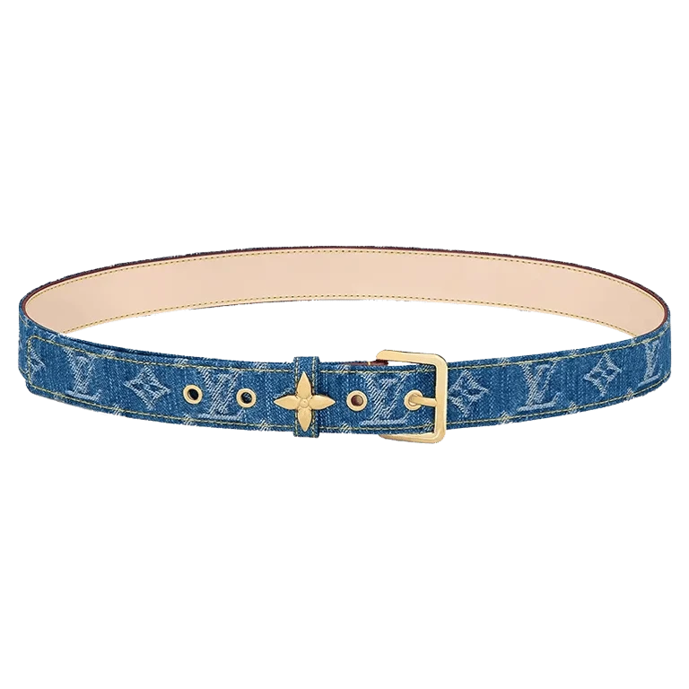Louis Vuitton · Louis Vuitton LV Flowergram Ardillon 30mm Belt Monogram Denim Blue