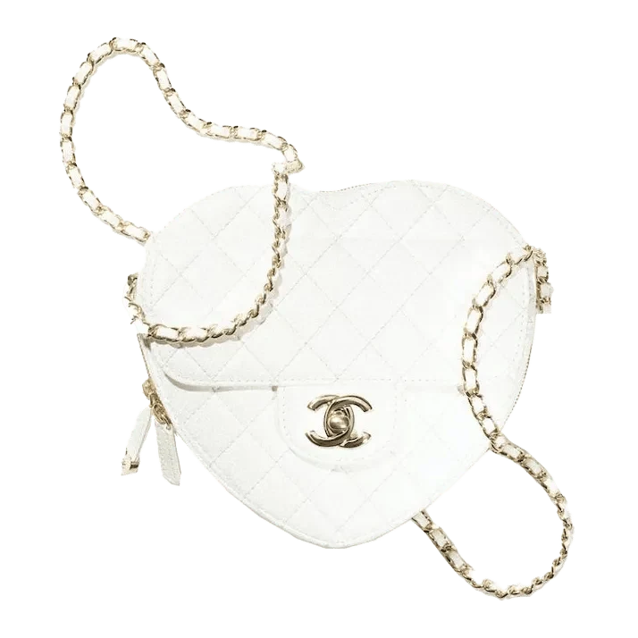 Chanel · Chanel Heart Clutch With Chain Mini 22S White